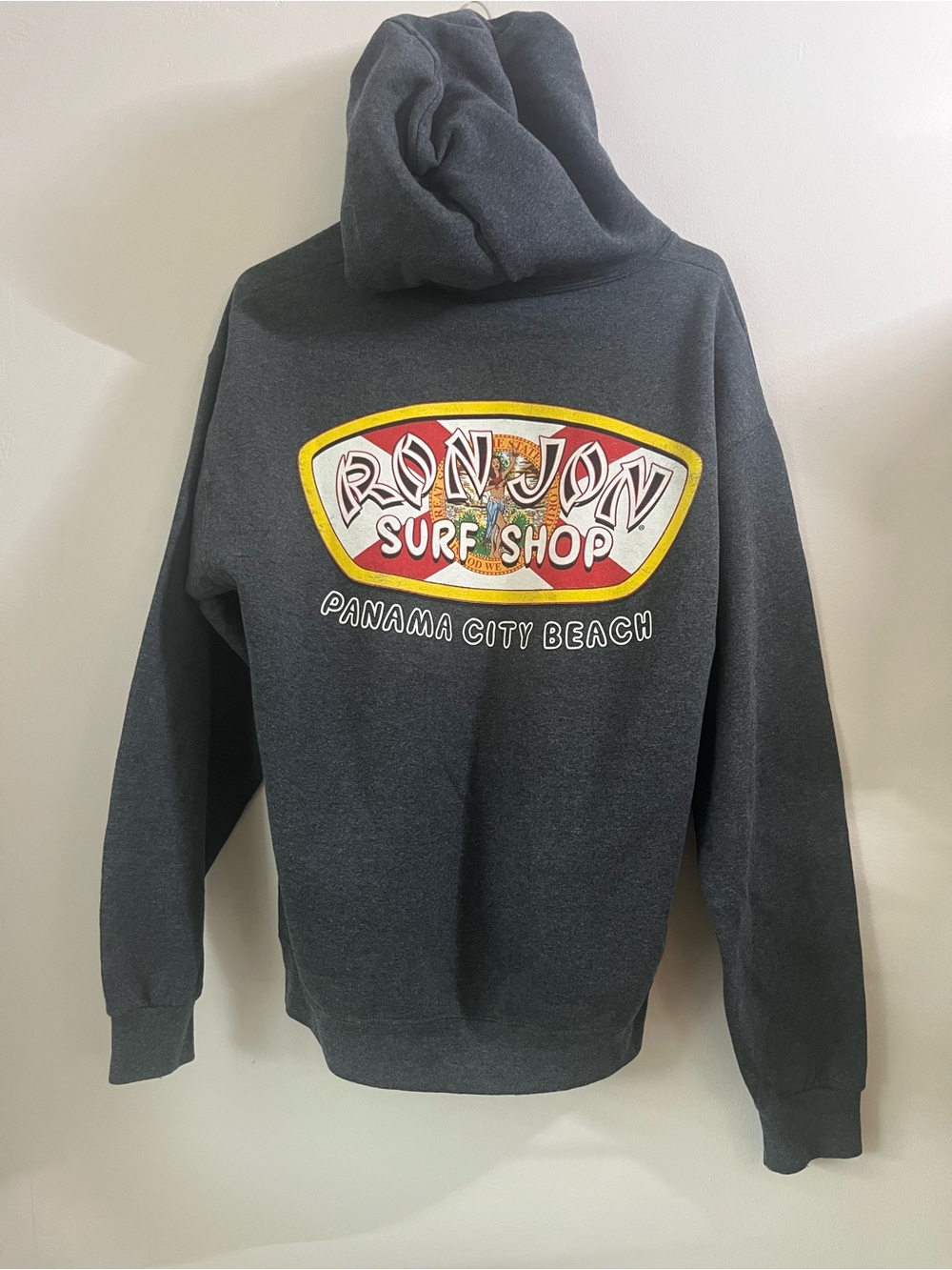 Ron Jon Charcoal Hooded Sweatshirt with Surf Patch - Picture 3 of 5